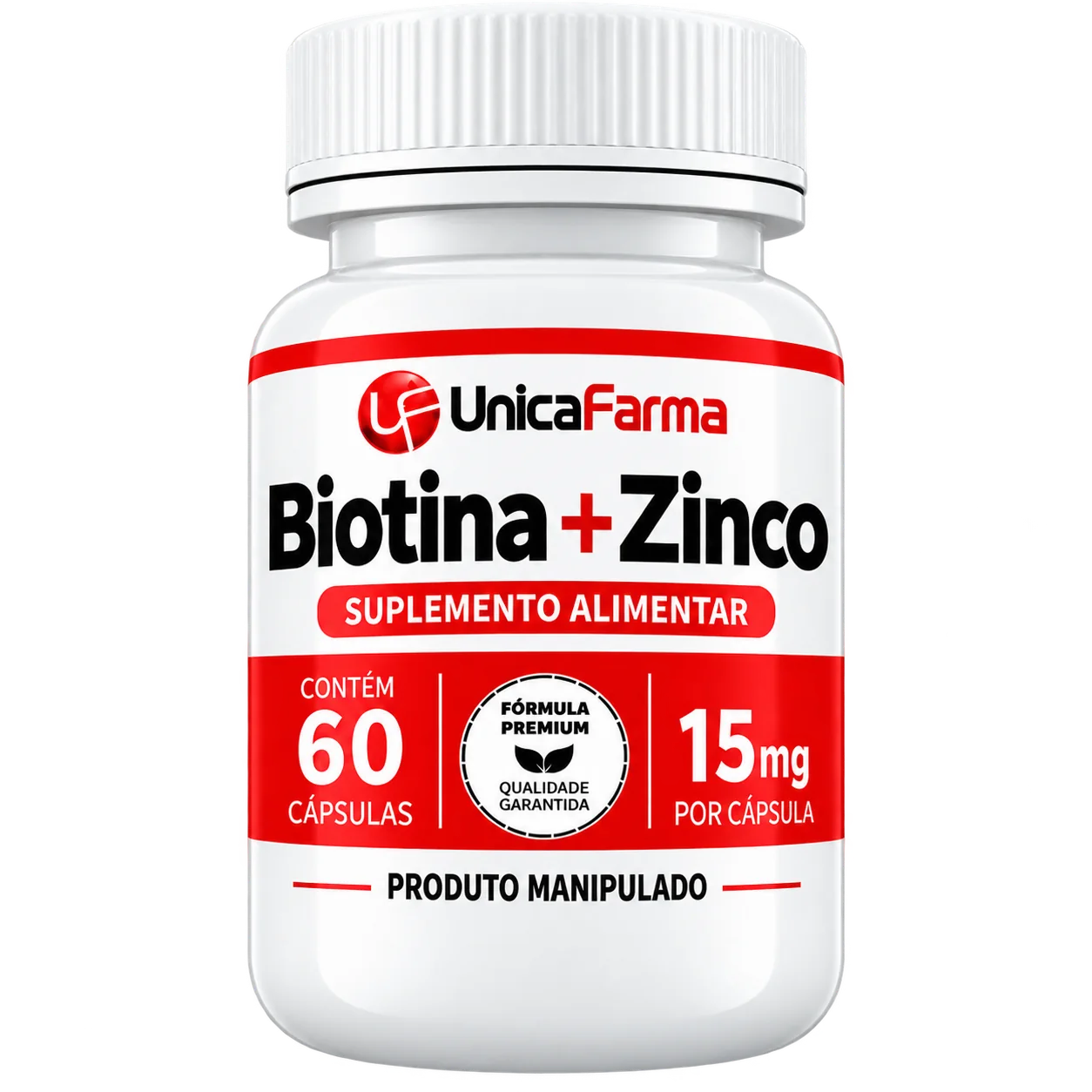 Biotina + Zinco - 15mg - 60 Cápsulas